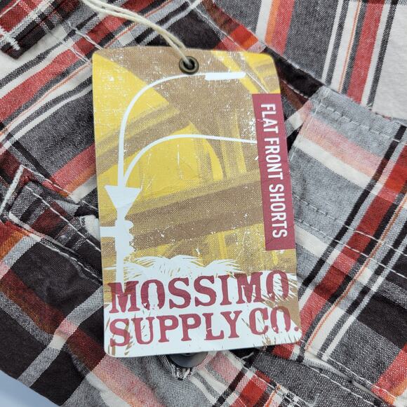 Mossimo Men's Flat Front Bermuda Shorts Size 32 Orange Plaid 100% Cotton Golf - Picture 12 of 12